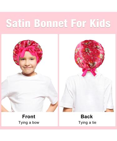 4Pcs Kids Satin Hair Bonnets - Soft Silk Sleeping Caps for Curly Natural Hair - Buy Online on GoSupps.com