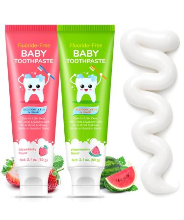 Kids Toothpaste Cavity and Enamel Protection Strawberry and Watermelon Flavor Toddler Toothpaste with Low Fluoride for Children Ages 2 and Up