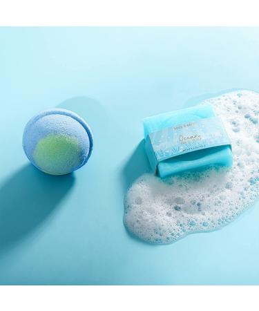 Ocean Scented Spa Gifts Set for Women - 5 Pcs Bath & Body Collection with Candle, Body Butter, Hand Cream & Bath Bomb - Buy Online on GoSupps.com