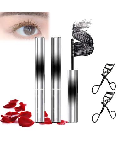 Vivavogue Lash Kapeine Iron Wand Mascara Vervaci Iron Rod Mascara Waterproof Vervaci Mascara 3d Curling Eyelash Iron Mascara with Eyelash Curler Long-Lasting and Smudge (2*Black)