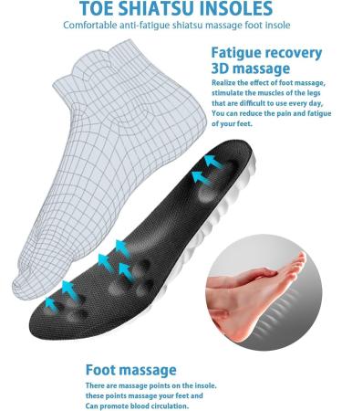 Memory Foam Insoles for Men & Women - Ergonomic Shock Absorption - Ultralight & Breathable Sports Insoles (2 Pairs) for Plantar Fasciitis - Sizes W 8-9 / M 6.5-7.5 - Black/White - Buy Online on GoSupps.com