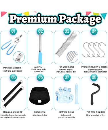 Ferraycle 14-in-1 Pet Grooming Hammock Harness for Dogs & Cats - Nail Trimming Sling with Clippers, File, Comb | Large Size Restraint Bag in Blue & Black - Buy Online on GoSupps.com