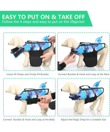 Shop Cit toile Camouflage Life Jacket for Dogs | Reflective & Durable Dog Swimming Vest - Small Medium Large - Perfect for Sea Lake & River - Blue Camouflage - Buy Online on GoSupps.com