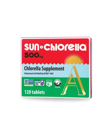 Sun Chlorella 500mg Whole Body Wellness Green Algae Superfood Supplement - Immune Defense, Gut Health, Natural Purification, Energy Boost - Chlorophyll, B12, Iron, Protein - Non-GMO - 120 Tablets