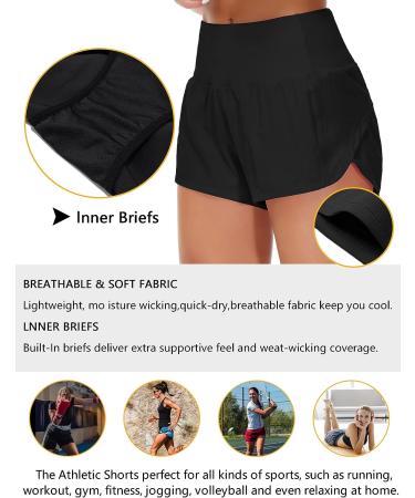 Origiwish Women's High Waisted Running Shorts with Liner - Quick Dry Athletic Workout Shorts with Zipper Pockets - Small Black - Buy Online on GoSupps.com