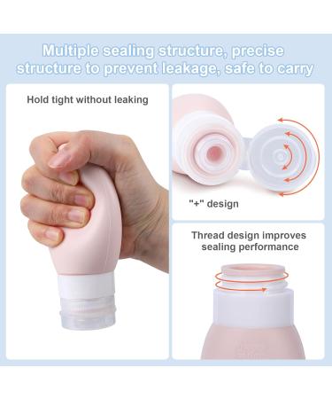 Uervoton 4 Pack Silicone Travel Bottle Leak Proof Refillable Squeezable Containers Set with Label and Transparent Carry Bag for Liquid Shampoos Soap and Toiletries - 90ml TB-4PACK - Buy Online on GoSupps.com
