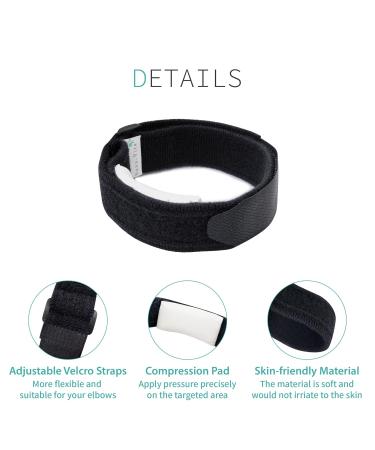 Sana-Vita Tennis Elbow Brace - Compression Forearm Support for Tennis & Golf - Bursitis Relief - Adjustable Fit (2 Pack) - Black - Buy Online on GoSupps.com
