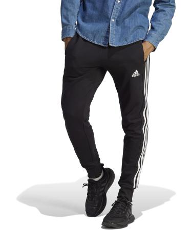 Buy adidas Men's Essentials French Terry Joggers - Tapered Cuff 3-Stripes Pants in Black-White | International Shipping Available - Buy Online on GoSupps.com