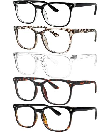Blue Light Blocking Reading Glasses 5 Pack for Women Men - UV Ray/Glare Protection - Anti Eyestrain Computer Readers - Fashion Eyeglasses (Black/Clear  Grey Tortoise  Crystal  Havana Brown) - 3.0x - Buy Online on GoSupps.com