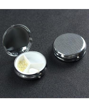 Purple Camellia Round Pill Box Organizer | 3-Compartment Portable Travel Pill Box for International Shipping - Buy Online on GoSupps.com