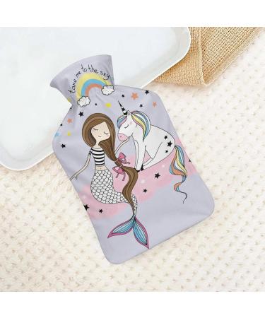 Unicorn & Mermaid Hot Water Bottle with Lid - Rubber Pain Relief Bag for Cramps Foot Warmer Therapy - Buy Online on GoSupps.com