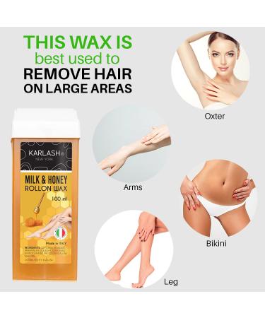 Karlash Professional Roll On Wax Cartridge 100ml - Set of 2 (Honey) | Depilatory Hair Removal for Body, Legs & Arms | Made in Italy - Buy Online on GoSupps.com