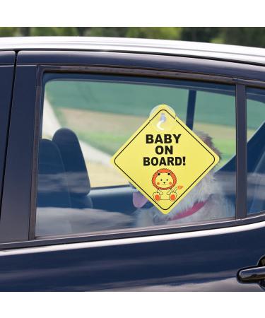 Hredzeo Car Sticker for Children - 2 PCS Waterproof Baby Character Safety Warning Stickers with Suction Cup | Bright Yellow Child Safety Signs - Buy Online on GoSupps.com