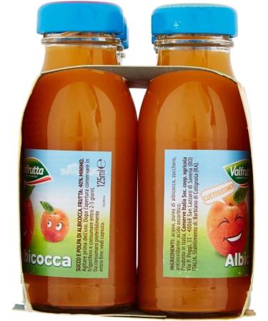 Valfrutta Succhi di Frutta Albicocca Lot de 24 jus de fruits avec abricots italiens boisson sans alcool 125 ml + 1 bo te de th glac San Benedetto au citron sans sucre 330 ml - Buy Online on GoSupps.com