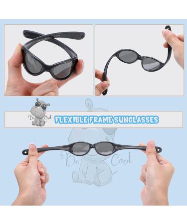 Hifot Polarized Baby Sunglasses UV Protection for Boys and Girls | Flexible Non-Folding Toddler Shades, Grey, Ages 6 months - 2 years - Buy Online on GoSupps.com