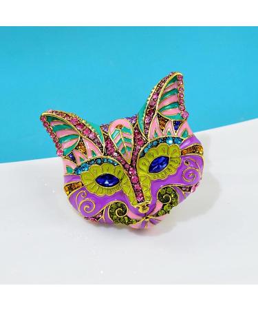 Badges Brooch Pin Brooches Clasp Breastpin Beautiful Enamel Large Fox Brooch Pin Animal Head Colorful Design Blue Eye Winter Accessories-Default - Buy Online on GoSupps.com