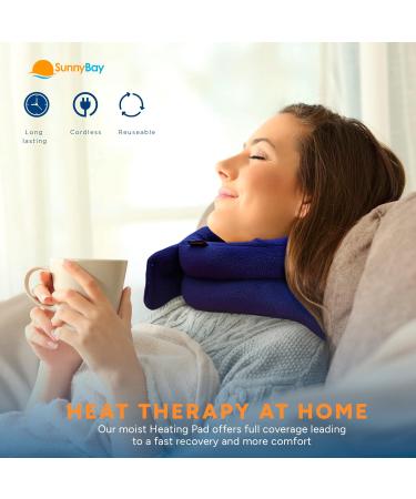 SunnyBay XL Microwave Heating Pad - Extra Long Navy Blue Neck and Shoulder Wrap with Flaxseed Filling for Hot or Cool Relief - Buy Online on GoSupps.com