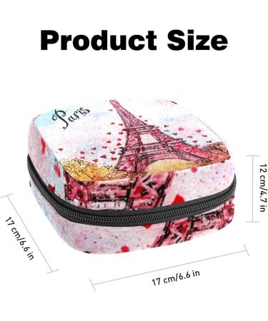 Vintage Paris Eiffel Tower Watercolor Postcard | Women s Menstrual Pad & Cup Storage Bag | Zipper Pocket Organizer - Buy Online on GoSupps.com