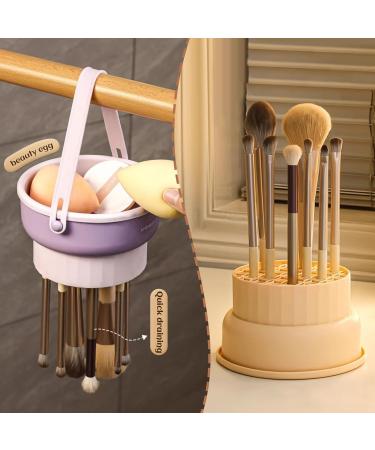 3-in-1 Silicone Make-Up Brush Holder & Cleaner | Multifunctional Yellow Brush Cleaner for Sponge & Powder Brushes - Buy Online on GoSupps.com