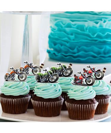 36pcs Retro Motorcycle Happy Birthday Cupcake Toppers - Buy Online on GoSupps.com