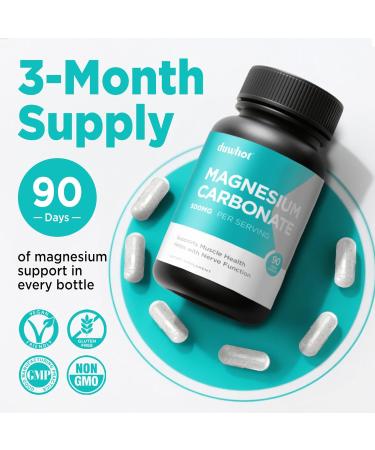 duwhot Magnesium Carbonate 500mg High Absorption Supplement for Digestive Health Muscle & Nerve Function 3 Month Supply Vegan Non-GMO Gluten-Free 90 Capsules - Buy Online on GoSupps.com