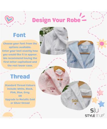 Personalised Kids Matching Dressing Gown Set - Soft Velvet Fleece Robe, Embroidered Gift - Blue, 4-5 Years - Buy Online on GoSupps.com