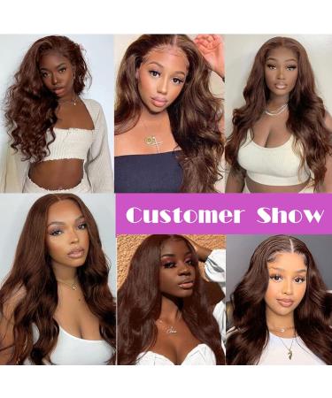 MISSJAY 20 13x4 Chocolate Brown Body Wave Lace Front Wig | Human Hair Colored HD Transparent Lace | 180 Density | Pre Plucked with Baby Hair - Buy Online on GoSupps.com