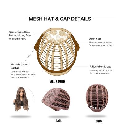 HAIRCUBE Long Brown Wavy Wig for Women - Synthetic Curly Hair with Highlights, Middle Parting - Mixed Brown - Buy Online on GoSupps.com