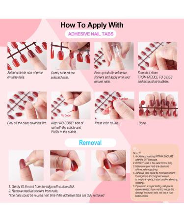 288PCS Solid Color Glossy Short Square False Press On Nails Kit with Stickers and Prep Tools - Pack 5 - Buy Online on GoSupps.com