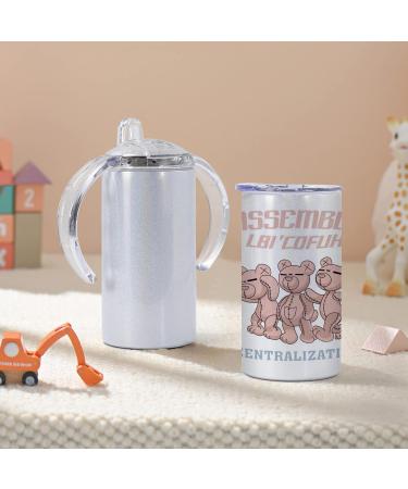 AGH 2 Pack Sublimation Sippy Cup Set - 12 oz White Glitter Tumblers with Handles and Straws - Buy Online on GoSupps.com