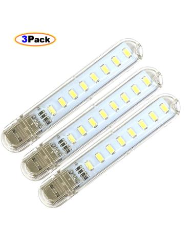 AYECEHI OUOU Mini Portable LED Night Light USB Keychain Lights for Reading Outdoor Powered Camping Lamp (3 Pack)