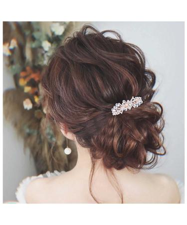 Allereyae Crystal Hair Clip Barrette Gold Rhinestone Hair Barrette Clip Crystal Wedding Headpieces CZ Head Clip Decorative Headwear Bride Hair Accessories for Women and Girls (Gold)