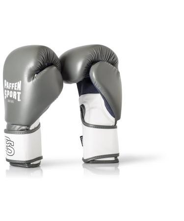 Paffen Sport Fit boxing gloves with breathable mesh inner hand for training in boxing kickboxing Muay Thai K1 and other martial arts gray/white 14uz