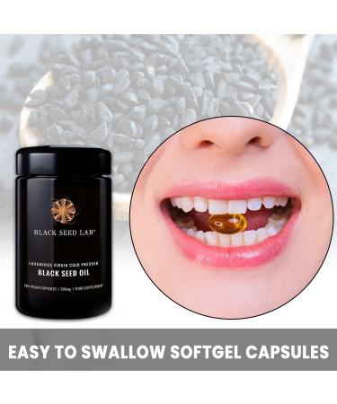 Black Seed Oil Softgel Capsules - 120 Vegetarian 500mg - Egyptian Cold Pressed Nigella Sativa - Non-GMO - Made in UK by Black Seed Lab - Buy Online on GoSupps.com