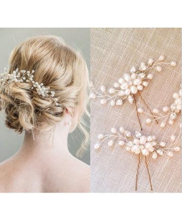 Bridal Hair Pins - Wedding Hair Clips Set Pearl Rhinestones Bride Headpiece Hair Accessories for Women Girls White