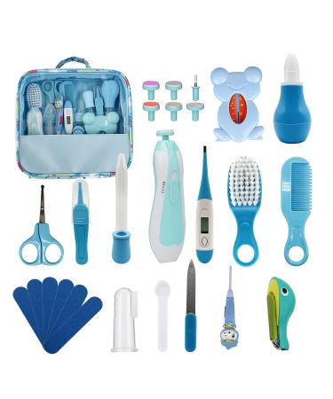 Baby Healthcare and Grooming Kit  26 in 1 Baby Electric Nail Trimmer Set Newborn Nursery Health Care Set for Newborn Infant Toddlers Baby Boys Girls Kids Haircut Tools (Blue 26 in 1)