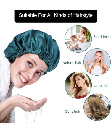 Fuyamp 2 Packs Satin Sleep Cap Adjustable Silky Sleep Bonnet for Women Long Curly Hair Double-Sided Waterproof Satin Hair Cap Extra Large Sleep Satin Bonnet for Women Girls Sleeping Lake Green+Rose Red - Buy Online on GoSupps.com