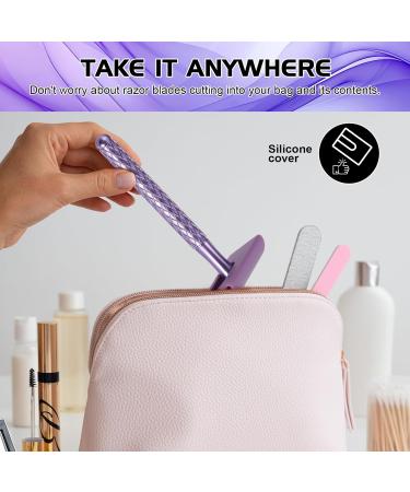Double Edge Safety Razor for Women - Purple Eco-Friendly Includes 10 Blades & Silicone Cover - Durable Metal for a Smooth Shave - Buy Online on GoSupps.com
