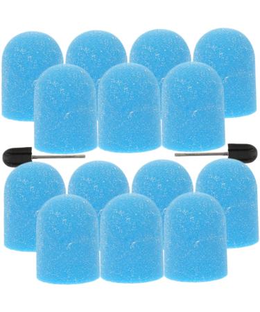 Ipetboom 1 Set Nail Color Sand Cap Grit Nail Sanding Cap Nails Tools Sanding Bands for Nail Drill Nail Drill Bit Caps Nail Art Kit Sanding Caps Inner Ring Plastic Polisher 2x1.5cm Blue