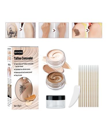 Tattoo Cover Up Makeup Waterproof, Professional Tattoo Concealer Use on Body, For Legs, Dark Spots, Scars, Vitiligo, 2 Colors/Set