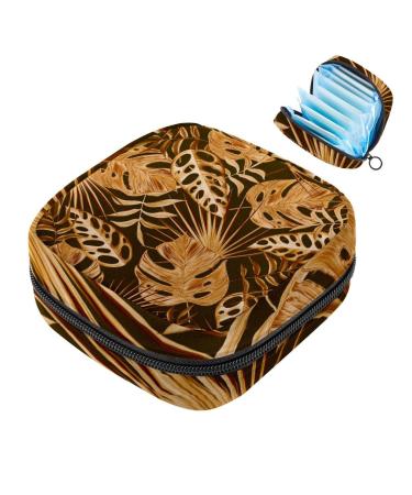 Golden Palm Leave's Jungle Pattern Sanitary Napkierte Surface Pocket Portable Period Bag for Women Teenage Girls Menstruation Cup Bellies Still Sint