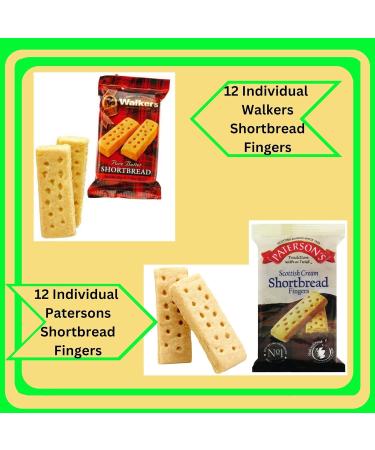 Shortbread Biscuits Gift Box with 12 Packs of Shortbread Fingers (24 total biscuits) Pellagio Bundle Contains Walkers Shortbread Biscuits Individually Wrapped and Patersons Shortbread - Buy Online on GoSupps.com