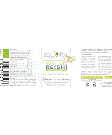Pure Reishi Bio Capsules with 10% Organic Extract | 120 Reishi Capsules 500mg Reishi Powder from European Organic Farming Vegan No Artificial Additives - Buy Online on GoSupps.com