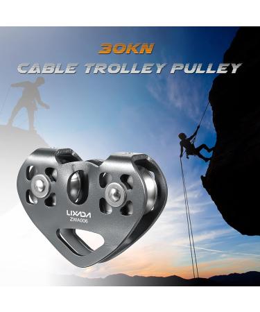Lixada 30KN Tandem Speed Zip Line Pulley for Cable Backyard Zipline - Holds Up to 6700lbs - Grey | Perfect for Hauling, Rigging, and Commercial Use - Buy Online on GoSupps.com