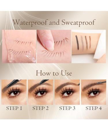4Pcs Double Sided 2 in 1 Color Eyebrow Pen 2025 Quadruple Microblading Eyebrow Pen Long Lasting Water Resistant Drying Color Revealing 4 Colors Sealing Eyebrow Gel for Women - Buy Online on GoSupps.com