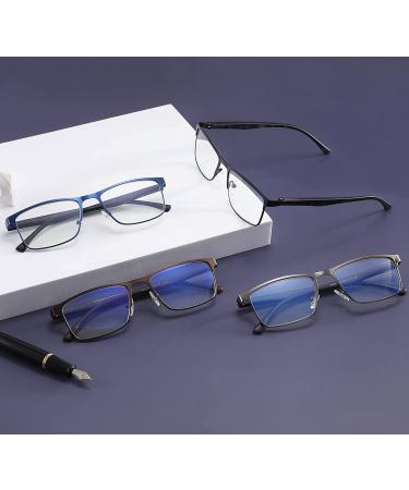 4-Pack Stylish Metal Frame Blue Light Blocking Reading Glasses for Men - +2.5 Strength - Anti Glare UV Filter - Comfort Spring Hinges - 4 Pack Mix Colors - Buy Online on GoSupps.com