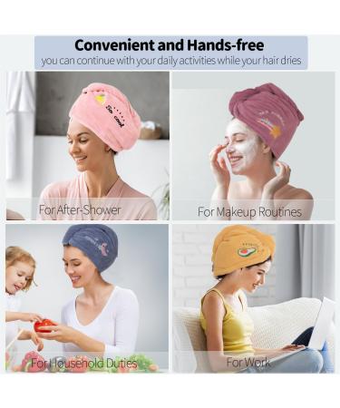 Buy 2 Pack Microfiber Hair Towel Wrap for Women - Super Absorbent Anti-Frizz Fast Drying Turbans for Long Thick Curly Hair - Pink & Purple - Buy Online on GoSupps.com