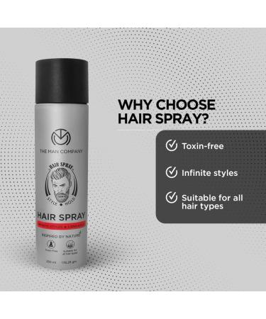 Th'e Ma'n Com'pany Hair Styling Spray For Men 250Ml | Strong Hold Long Lasting Matte Look & Instant Grip | Natural Shine Non-Stick Ultra Hard Black - Buy Online on GoSupps.com