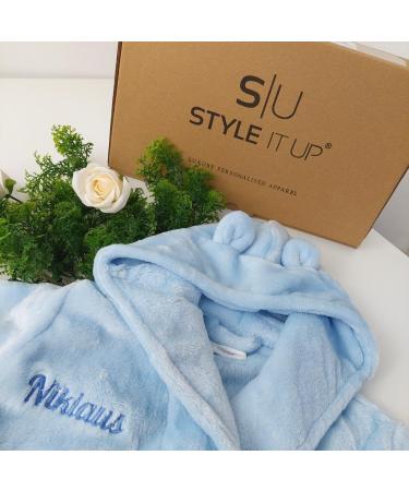 Personalised Kids Matching Dressing Gown Set - Soft Velvet Fleece Robe, Embroidered Gift - Blue, 4-5 Years - Buy Online on GoSupps.com