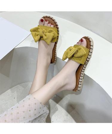 HSYHKDSY Women's Yellow Glitter Flat Sandals - Elegant Summer Shoes | Comfortable Holiday Casual Footwear 5.5 UK - Buy Online on GoSupps.com